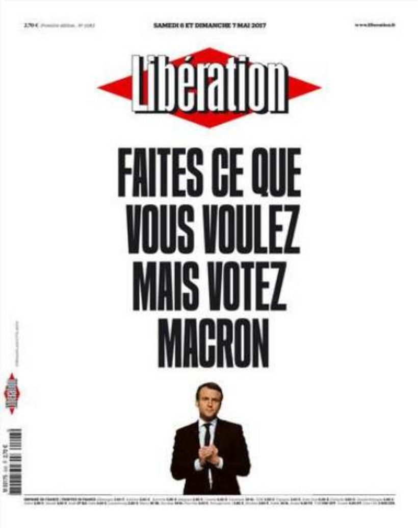 La Une de Libé du 6 et du 7 mai 2017