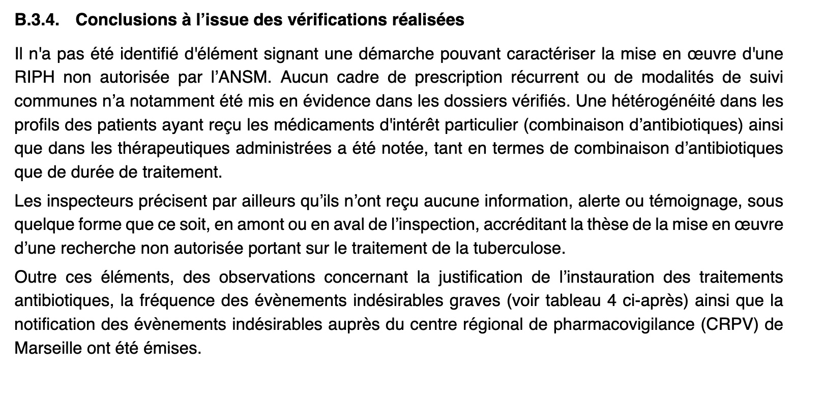 Conclusions du rapport de l'ANSM après enquête