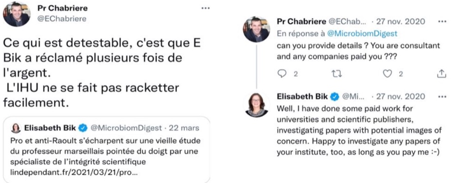 Echange qui laisse supposer l'existence d'un chantage