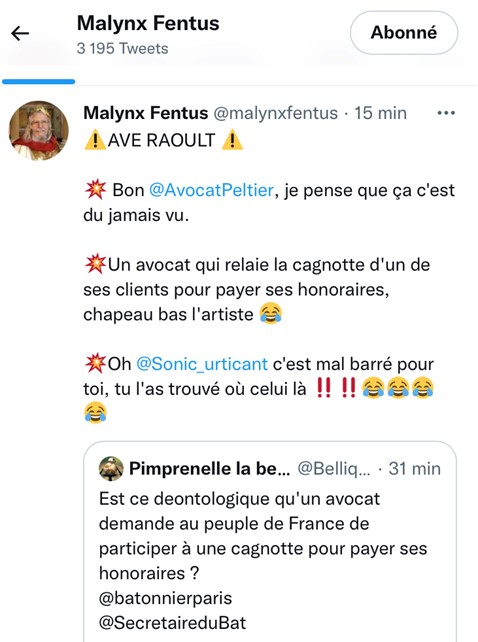 Harcelosphere 3 - Me Peltier relayant un appel de fond, est questionné sur la déontologie