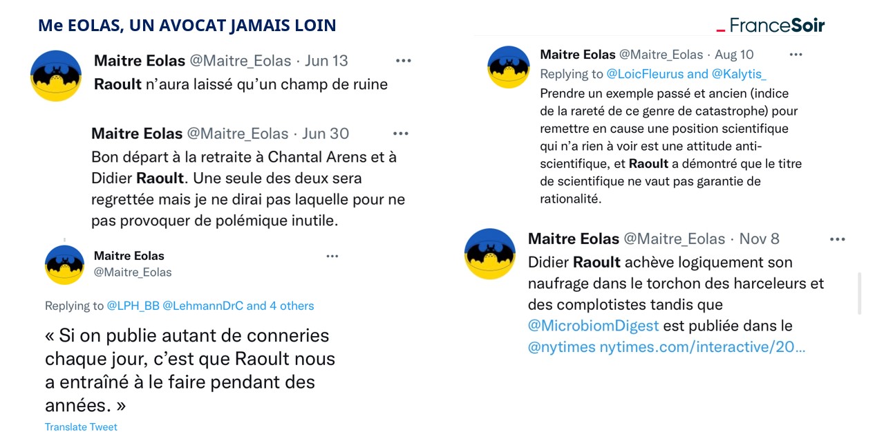 Harcelosphere 3 - Avocat Me Eolas militant anti-Raoult agressif
