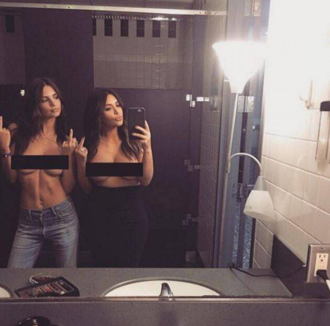 kim-emily-francesoir.jpg Kim Kardashian et Emily Ratajkowski seins nus.