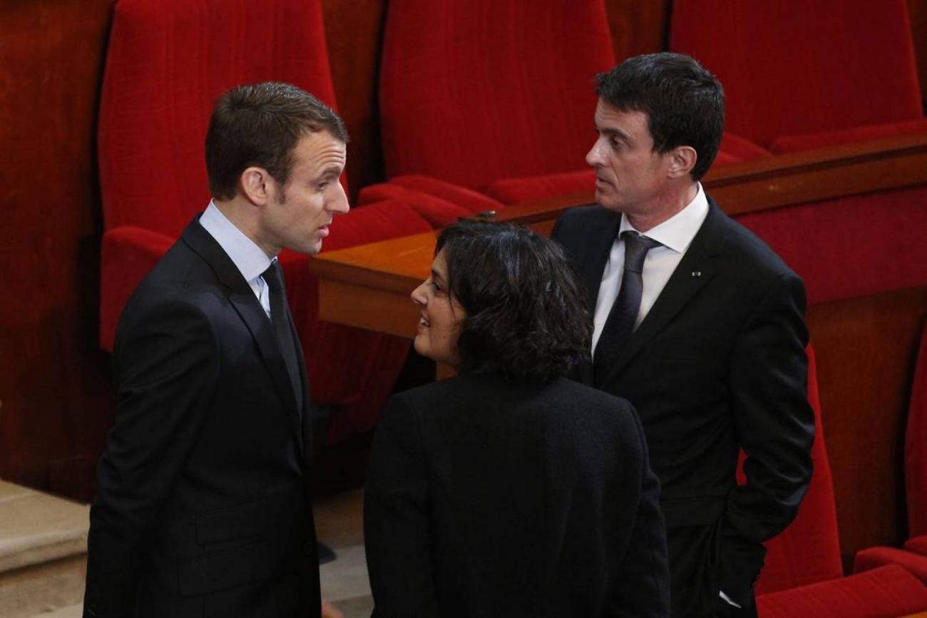 macron-valls-el-khomri-travail-code-35-heures-polemiques-reformes-francesoir.jpg Emmanuel Macron, Manuel Valls et Myriam El Khomri.