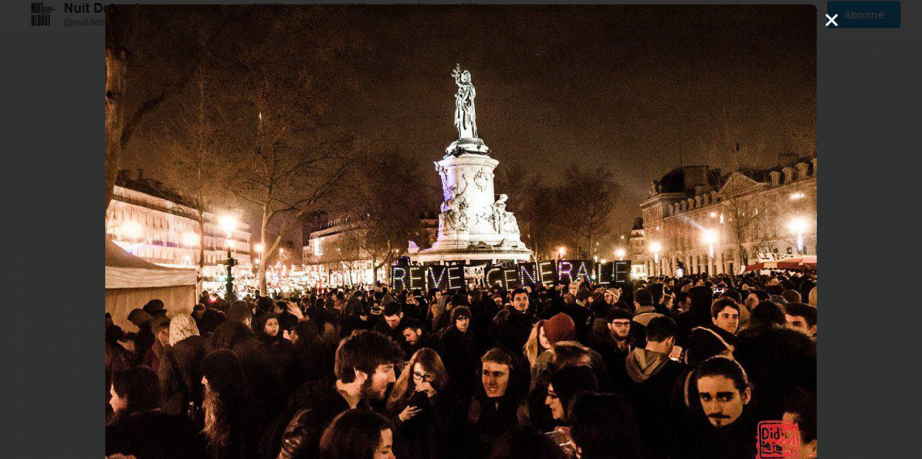 nuit-debout-lutte-indignes-evacuation-republique-police-paris-travail-francesoir.png Un rassemblement "Nuit Debout" place de la République, à Paris.