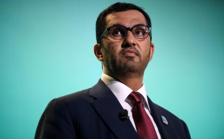 Photo AFP de Sultan Ahmed al-Jaber, le président de la future COP28 de Dubaï, lors d'une conférence